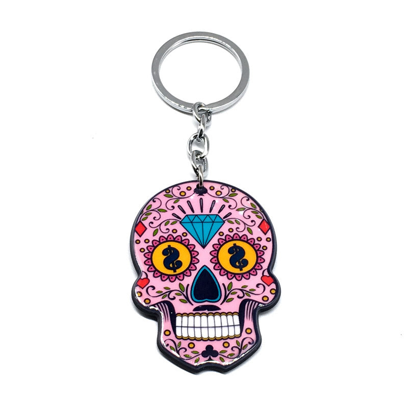 Wholesale Acrylic Halloween Mexican Skull Keychain